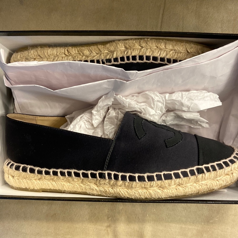 Chanel - Black on Black Satin Espadrilles 38